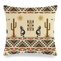 Linen pillowcase with Kokopelli and cactus geometric folk art on a white background - 18x18 Inch / Southwest Kokopelli (7)