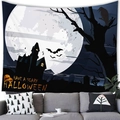 Halloween-wandtapijt met silhouet van spookkasteel en pompoenen voor wanddecoratie - Blauw Kasteel (Stijl 13)