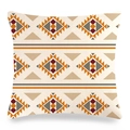 Linen pillow cover with geometric tribal patterns in orange and grey on beige fabric - 18x18 Inch / Boho Orange Red Geometric (8)