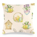 Federa per cuscino in lino pasquale con uova acquerello fiori e orecchie di coniglio - Stile Uovo Cesto Vintage (Stile-18)