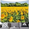 Sunflower field landscape tapestry with blue sky for wall decoration in living room - 100x70(Peach Skin) / Sunflower Style 21
