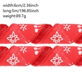 Red Christmas snowflake faux burlap ribbon, 6cm wide for holiday gift bow DIY - 5m (Width 6.3cm) / Red
