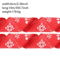 Red faux burlap Christmas ribbon with white snowflakes pattern, 6cm wide for gift DIY - 10m (Width 6.3cm) / Red