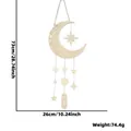 Decoración colgante de madera para Ramadán con luna y estrellas, tamaño 73x26cm madera natural - Estilo Colgante de Luna