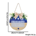 Blue and wood round welcome sign with burlap bow and dimensions for Eid party decor - Moon Festival Round Ornament (Style B)
