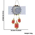 Decoración colgante Eid con estrella negra y farolillos rojos, 67 cm de alto - Estilo de Luna de Oro Negro y Linterna Roja