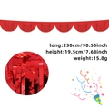 Red metallic fringe banner with scalloped edges for festive party wall decoration - Red Scalloped Style / Red