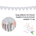 Metallic silver triangle fringe banner for birthday party decoration, 200cm length - Silver Triangle Style