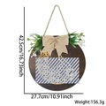 Wooden Eid moon hanging plaque with burlap bow and green foliage decoration - Moon Festival Round Ornament (Style F)