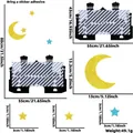 Eid wall sticker set with black mosques and golden moon stars including size chart - Star Moon Castle