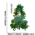 St. Patrick's Day green clover wood sign with tinsel border and burlap bow decoration - Shamrock Tinsel Hanging Sign