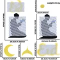 Size chart for black and gold star moon wall stickers with detailed component measurements - Praying Person