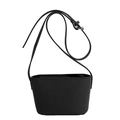 Sac à bandoulière minimaliste en cuir noir à grain de litchi avec sangle réglable - Noir