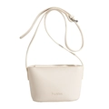 Petit sac bandoulière crème avec cuir synthétique à motif litchi et relief Fashion - Blanc
