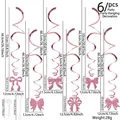 Set de 6 espirales decorativas metálicas rosas con lazos de purpurina - Juego de 6 / Rosa