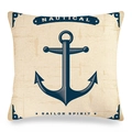 Vintage nautische linnen kussenhoes met ankerprint en Sailor Spirit-tekst op wit - Marine Anker Stijl (3)