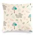 Easter bunny linen pillowcase with forest tree patterns on a white background - Nordic Fairy Tale Forest Rabbit (Style-4) / 45x45cm