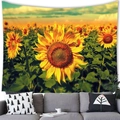 Rectangular tapestry with sunflower field and sunset landscape for living room wall decor - 100x70(Peach Skin) / Sunflower Style 11