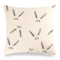 Detailed texture of linen Easter bunny pillowcase with black minimalist rabbit outlines - Style 8 / 18x18 Inch