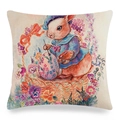 Easter rabbit painter linen pillowcase featuring artistic eggs and pansy flowers - Easter Painter Rabbit Style (Style 2)