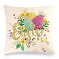 Detailed macro view of linen texture and colorful Easter egg print on the pillow cover - Lush Spring Floral Easter Egg Style (11)