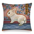 Housse de coussin en lin lapin de Pâques avec illustration de fleurs faite à la main - 45x45cm / Style Lapin Vivre l'Instant Présent (Style 6)