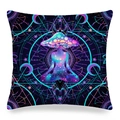 Macro detail of high-quality mandala mushroom cushion cover with linen texture - 45x45cm / Galaxy Mushroom Psychedelic Illustration Style (26)