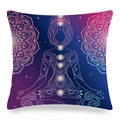 Macro detail of Mandala chakra yoga cushion cover with purple gradient mandala patterns - 45x45cm / Blue Purple Gradient Seven Chakra Mandala Style (30)