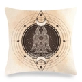 Detailed texture of bohemian linen pillowcase featuring mystical mandala print - 45x45cm / Beige Bohemian Mysticism Style (36)