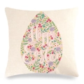 Linen Easter pillow cover with pink floral egg pattern and Happy Easter typography - Pink Floral Easter Egg Style (1)