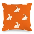 Plaid Easter bunny pillow cover with bright orange background and cream rabbit patterns - Bright Orange Silhouette Bunny (Style-14) / 45x45cm