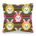 Easter bunny linen pillowcase with colorful cartoon rabbits on striped background - Multicolor Stripe Cartoon Rabbit (Style-10)