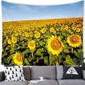 Decorative wall tapestry with sunflower field and blue sky for cozy living room decor - 100x70(Peach Skin) / Sunflower Style 22