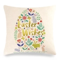 Easter Wishes linen pillow cover featuring a floral bunny egg pattern on white backdrop - Floral Rabbit Egg Easter Wishes Style (9)
