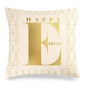 Easter linen pillowcase with golden letter E and Happy Easter geometric design - Golden Letter E on Cream Background Style