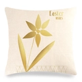 Linen Easter cushion cover with golden floral pattern and Easter Wishes text - Golden Floral and Text on Beige Style