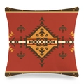 Detail of linen cushion cover with tribal geometric patterns and textured fabric finish - Brick Red Layered Diamond Arrow Style (10) / 45x45cm