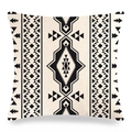Detailed texture of geometric linen pillowcase with ethnic diamond and arrow patterns - Cream Black Tribal Arrow Style (8) / 45x45cm