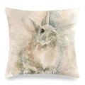 Housse de coussin en lin de Pâques avec impression de lapin à l'aquarelle pour canapé - 45x45cm / Style Lapin Artistique Aquarelle Douce (Style ~11)