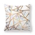 Kissenbezug in weißem Marmor mit roségoldenen geometrischen Linien für moderne Deko - 45x45 cm / Stil-Marmor Roségold Geometrisch (7)