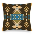 Tribal geometric linen pillow case with colorful diamond patterns on dark brown background - Bohemian Stepped Diamond Style (1) / 45x45cm