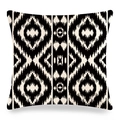 Geometric Ikat linen throw pillow cover with black and white symmetrical pattern - Black and White Ethnic Ikat Style (2) / 45x45cm