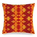 Vibrant red and orange tribal geometric pattern linen throw pillow cover for home sofa - Red Orange Yellow Tribal Symmetrical Style (3) / 45x45cm