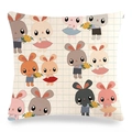 Easter bunny couple pattern square linen cushion cover with cute cartoon rabbit print - Style 17 / 18x18 Inch