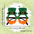 Gafas de San Patricio con sombrero de copa de trébol verde y diseño de barba naranja - Estilo Sombrero de Copa Barba