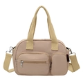Große beige Nylontasche mit Nass-Trocken-Trennung und mehreren Reißverschlussfächern - Khaki