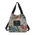 Blumenmuster Canvas Beuteltasche mit Living Traveling Share Etikett und Riemen - Pastorale Retro-Blumen (Modell 2)