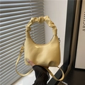 Elegante bolso de mano amarillo en cuero PU con asa fruncida y bandolera - Amarillo