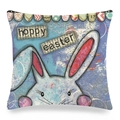 Housse de coussin Pâques en lin avec motif lapin et inscription Hoppy Easter - 45x45cm / Style Lapin Joyeuses Pâques (Style 13)