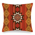 Ethnic geometric pattern square linen pillowcase with warm orange and red tribal design - Southwest Ethnic Tribal Geometric Style (5) / 45x45cm